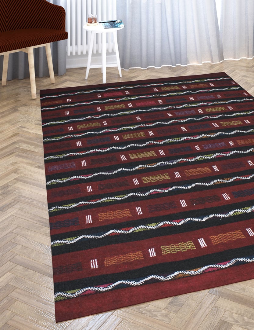 Alfombra bereber de lana roja Bejaâd