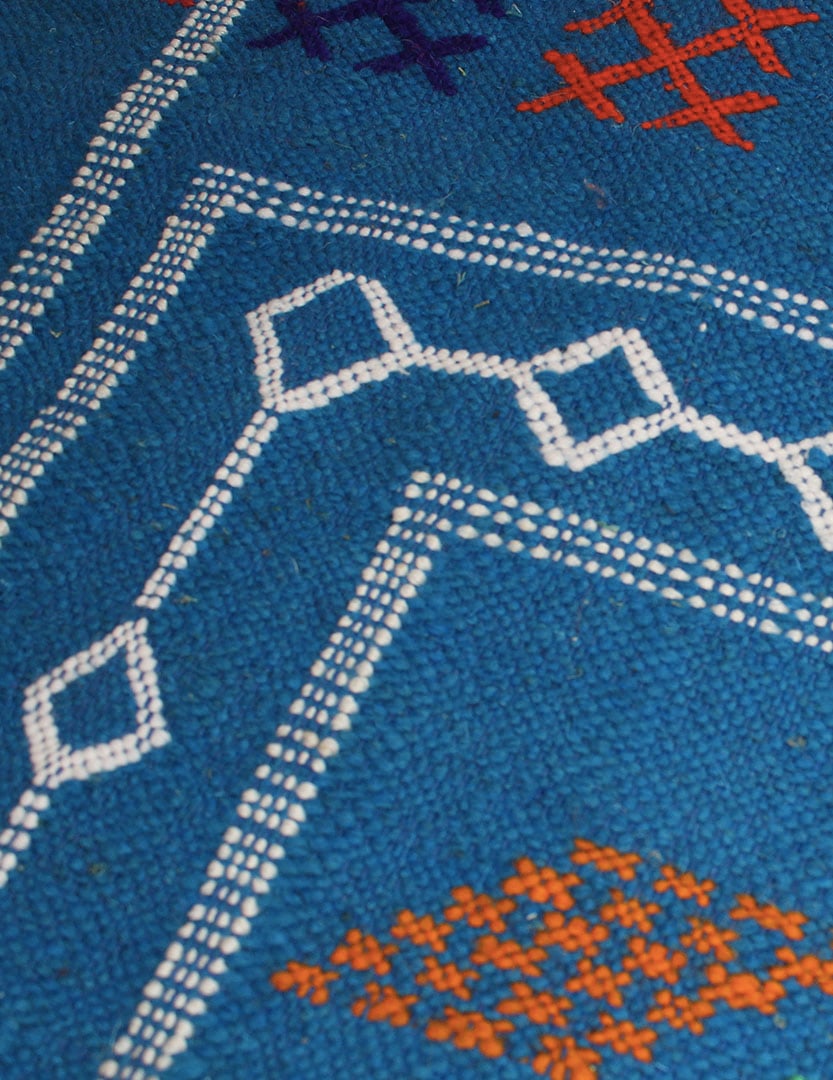 Alfombra bereber de lana azul Bejaâd