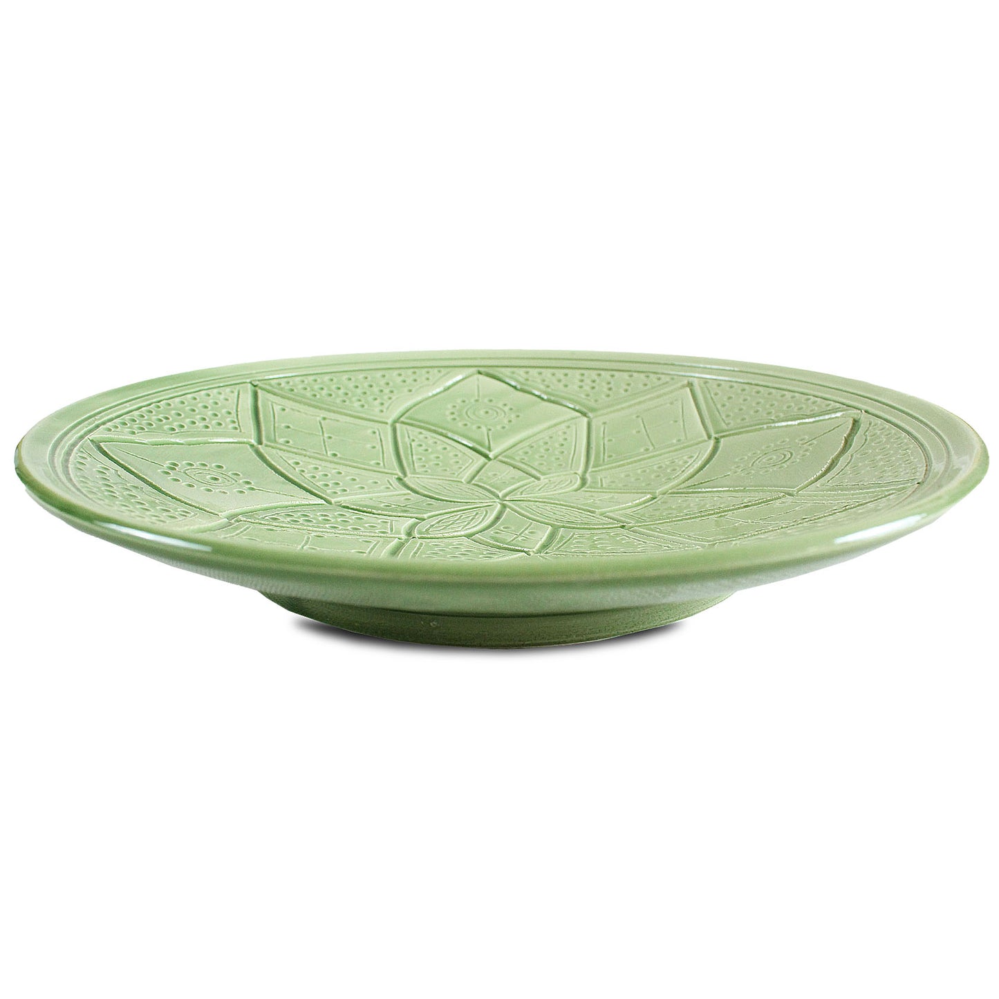 Plato grabado verde oriental