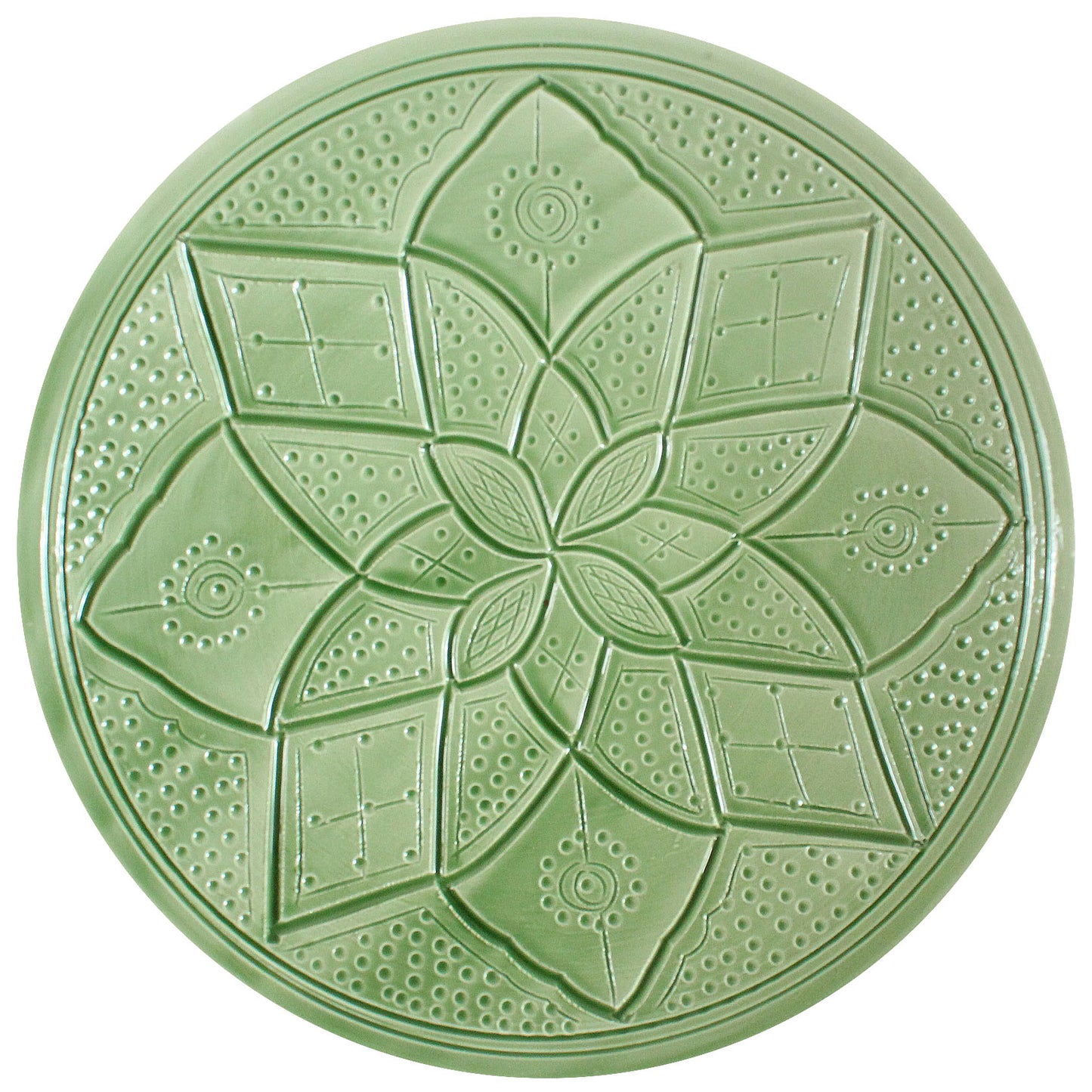 Plato grabado verde oriental