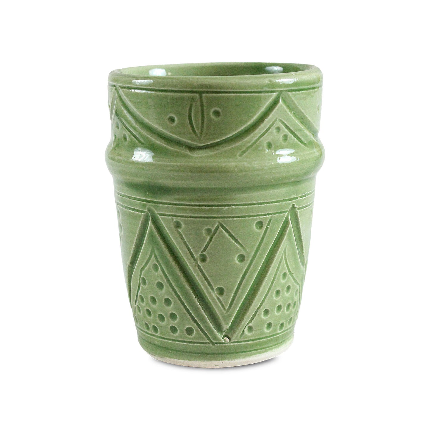 Taza grabada verde oriental