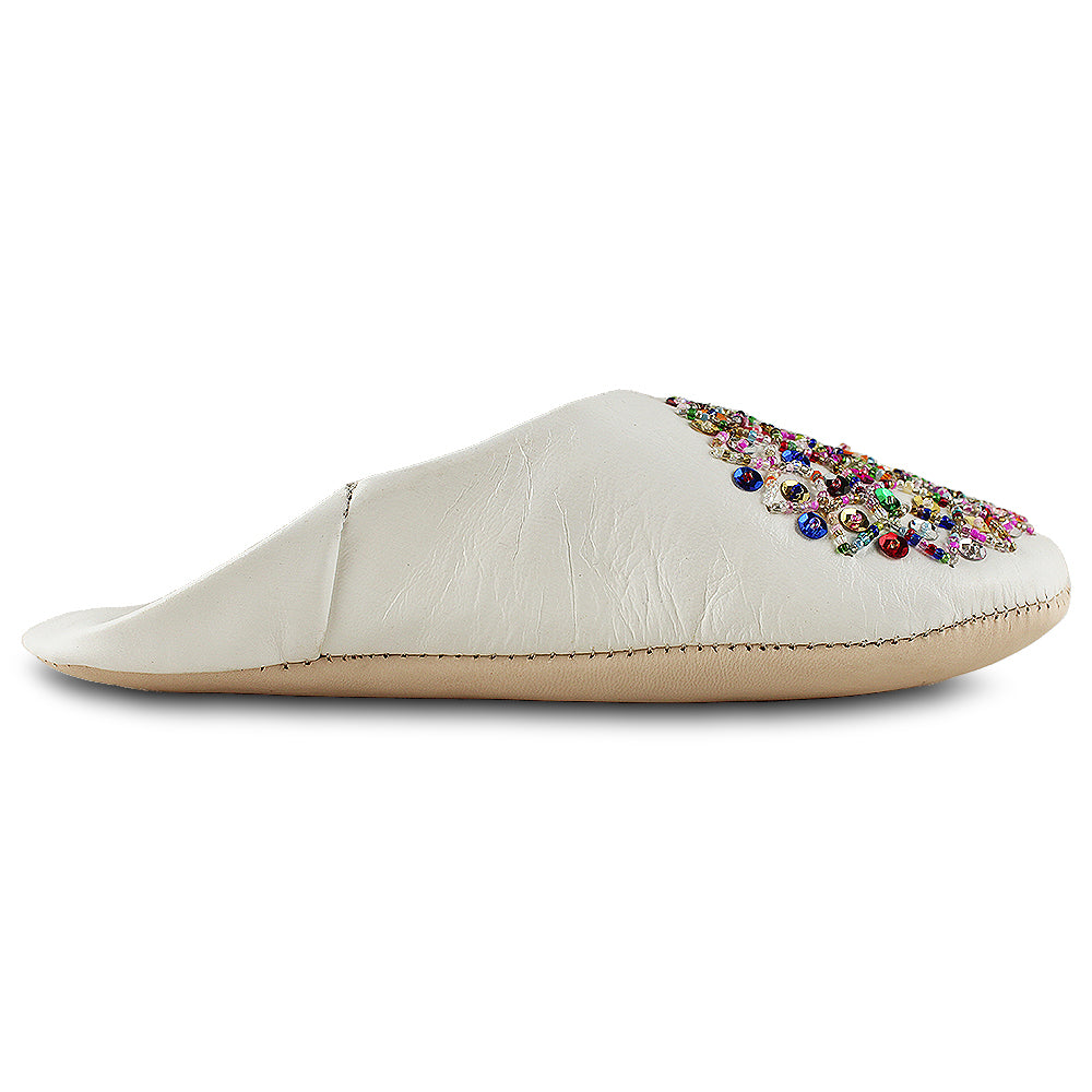 Zapatilla zapatilla de lentejuelas blancas