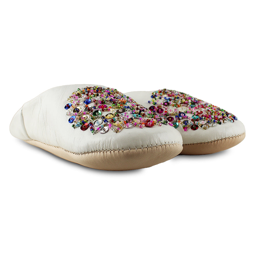 Zapatilla zapatilla de lentejuelas blancas