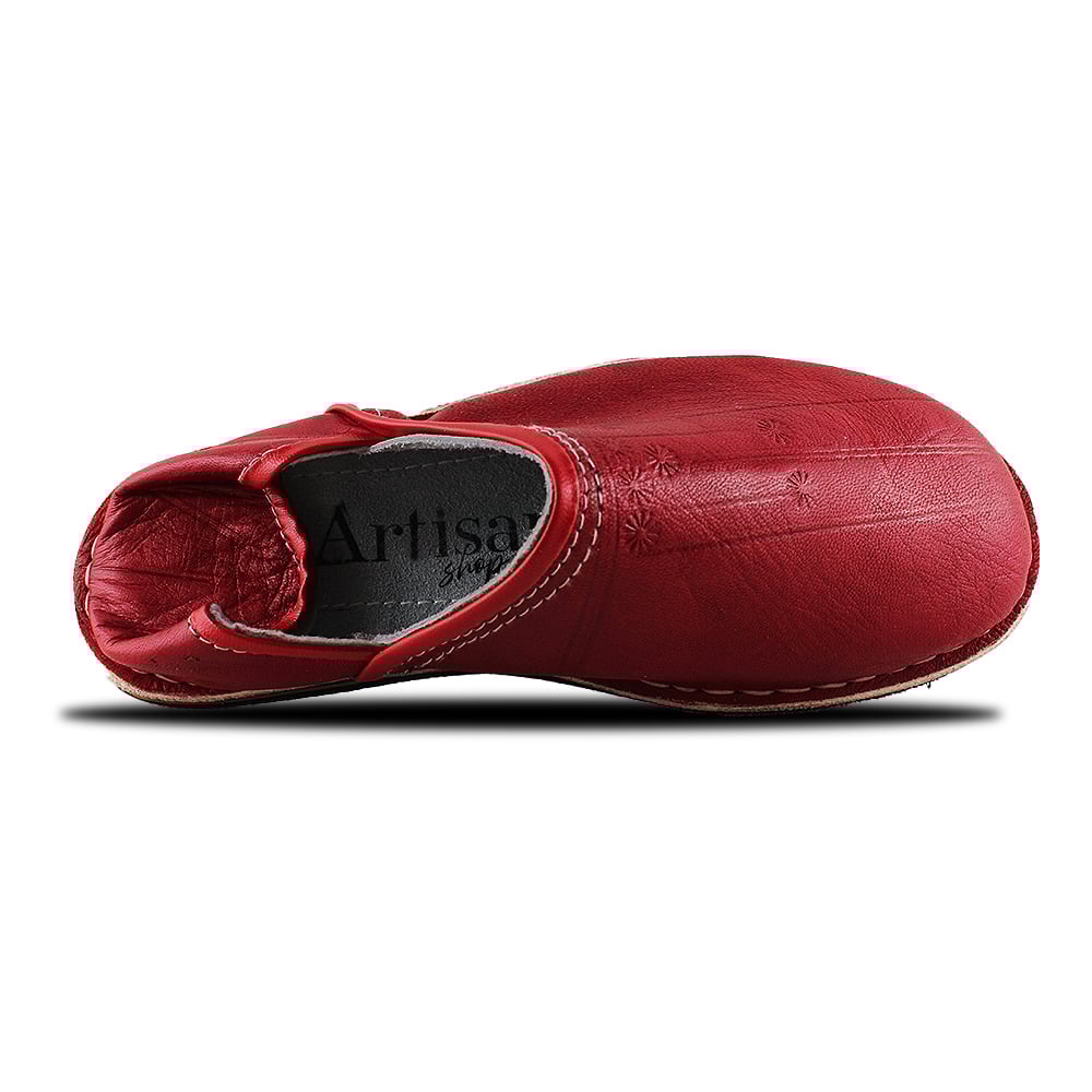 Mule zapatilla bereber piel Rojo