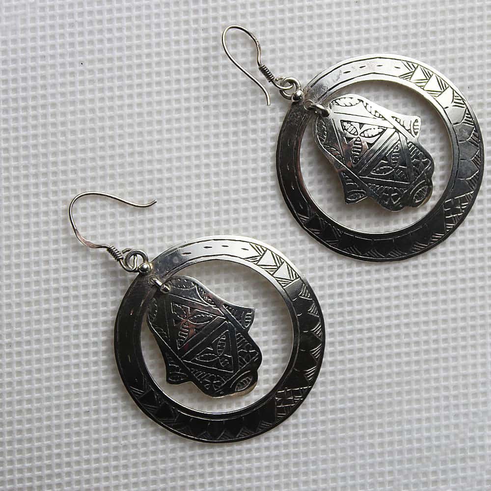 Pendientes bereberes de plata 800 Khmissa
