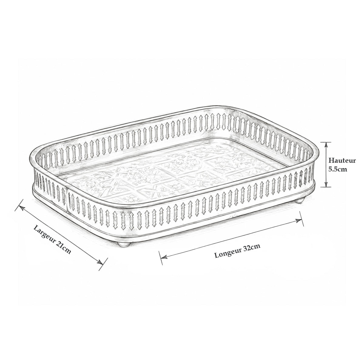 Bandeja de elegancia rectangular