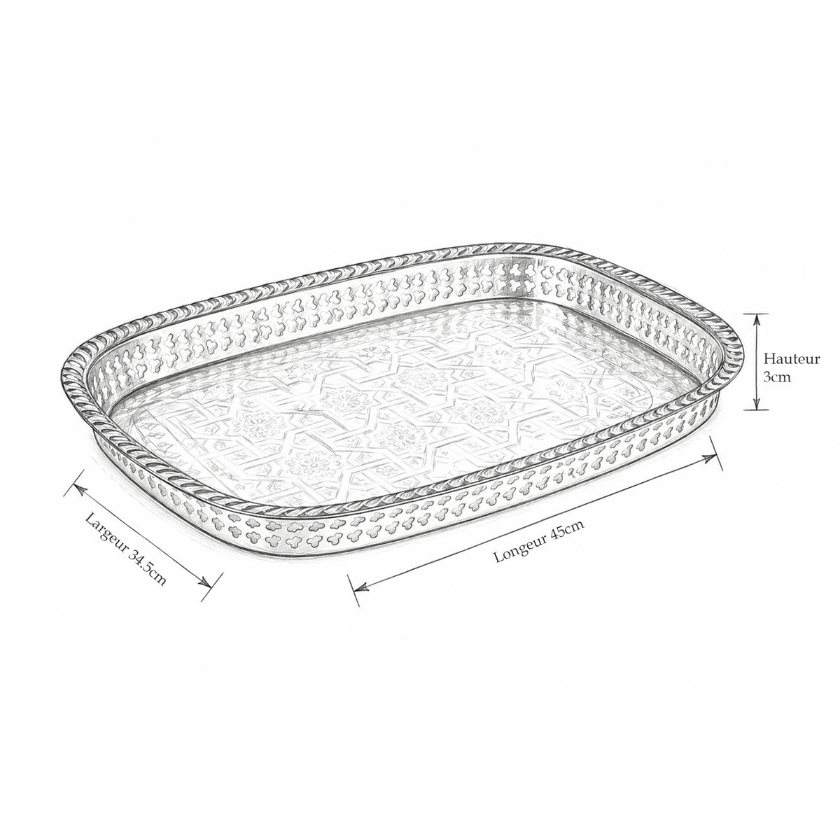 Bandeja clásica rectangular grande
