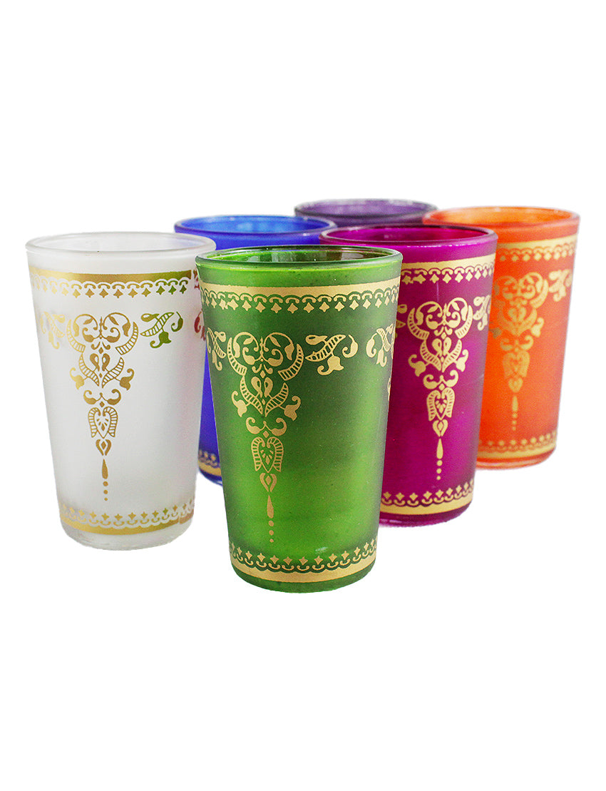 Lote 6 vasos de té marroquíes en colores mate