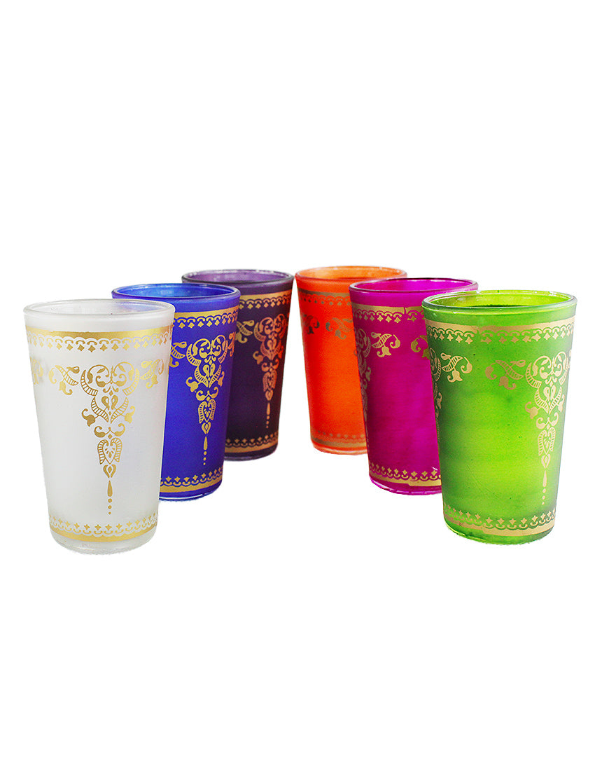 Lote 6 vasos de té marroquíes en colores mate