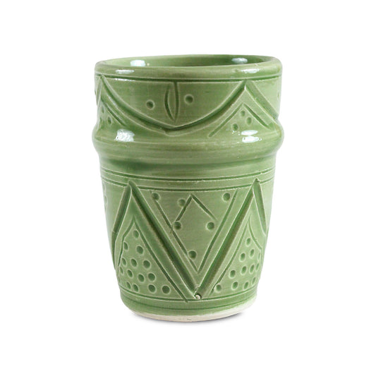 Taza grabada verde oriental
