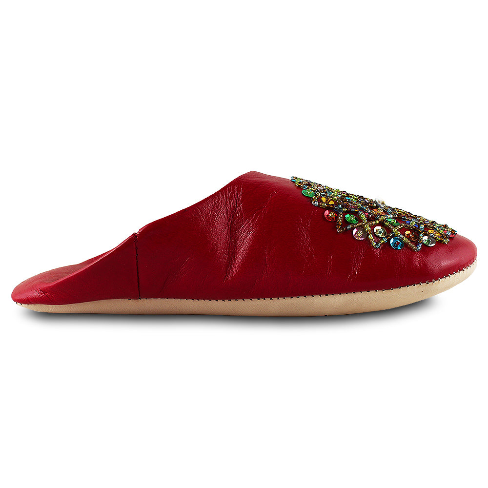 Zapatilla de lentejuelas rojas