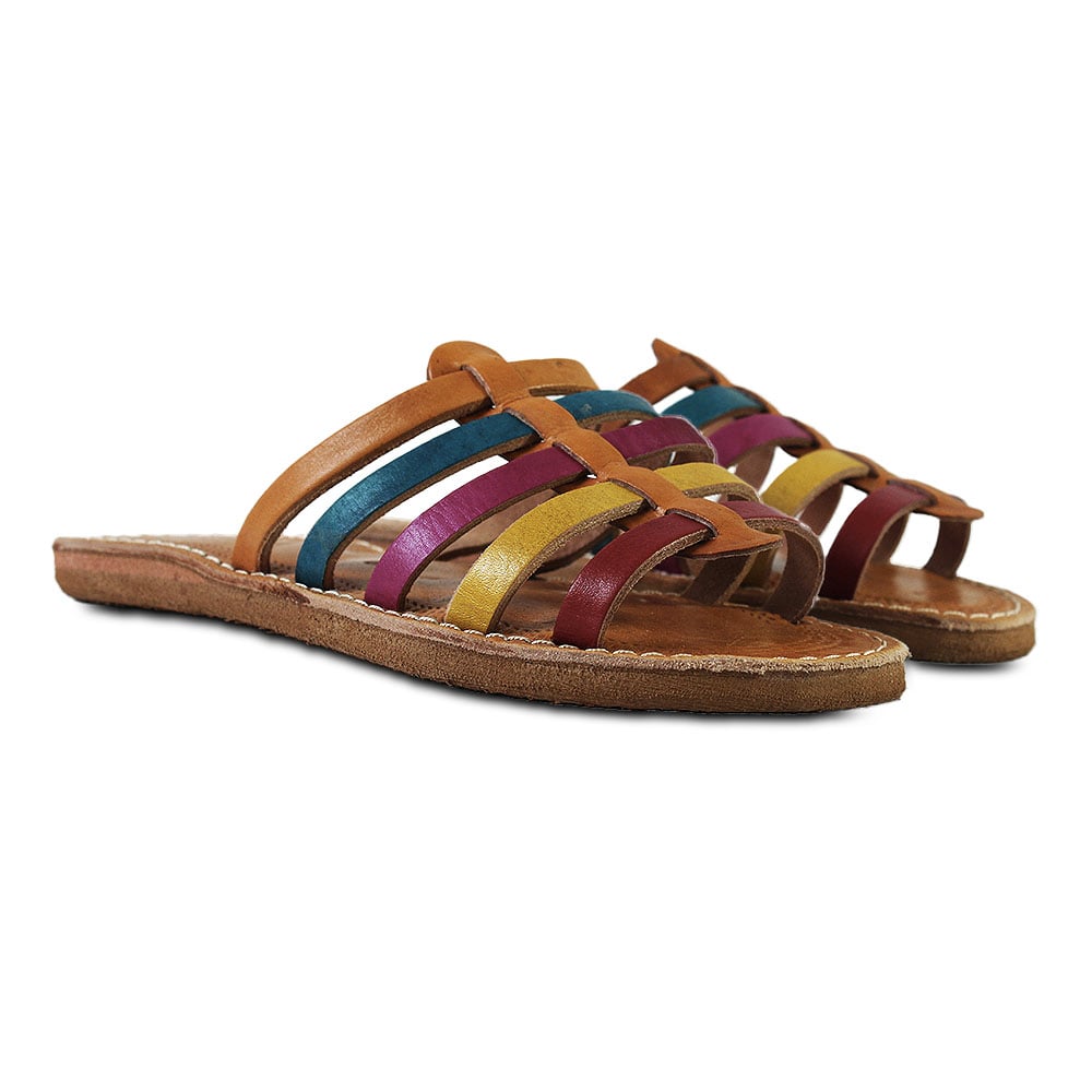 Sandalias de piel multicolor